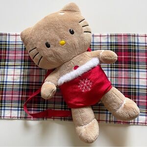 Hello Kitty X Build A Bear Holiday Christmas Gingerbread with Red Backpack 18 in